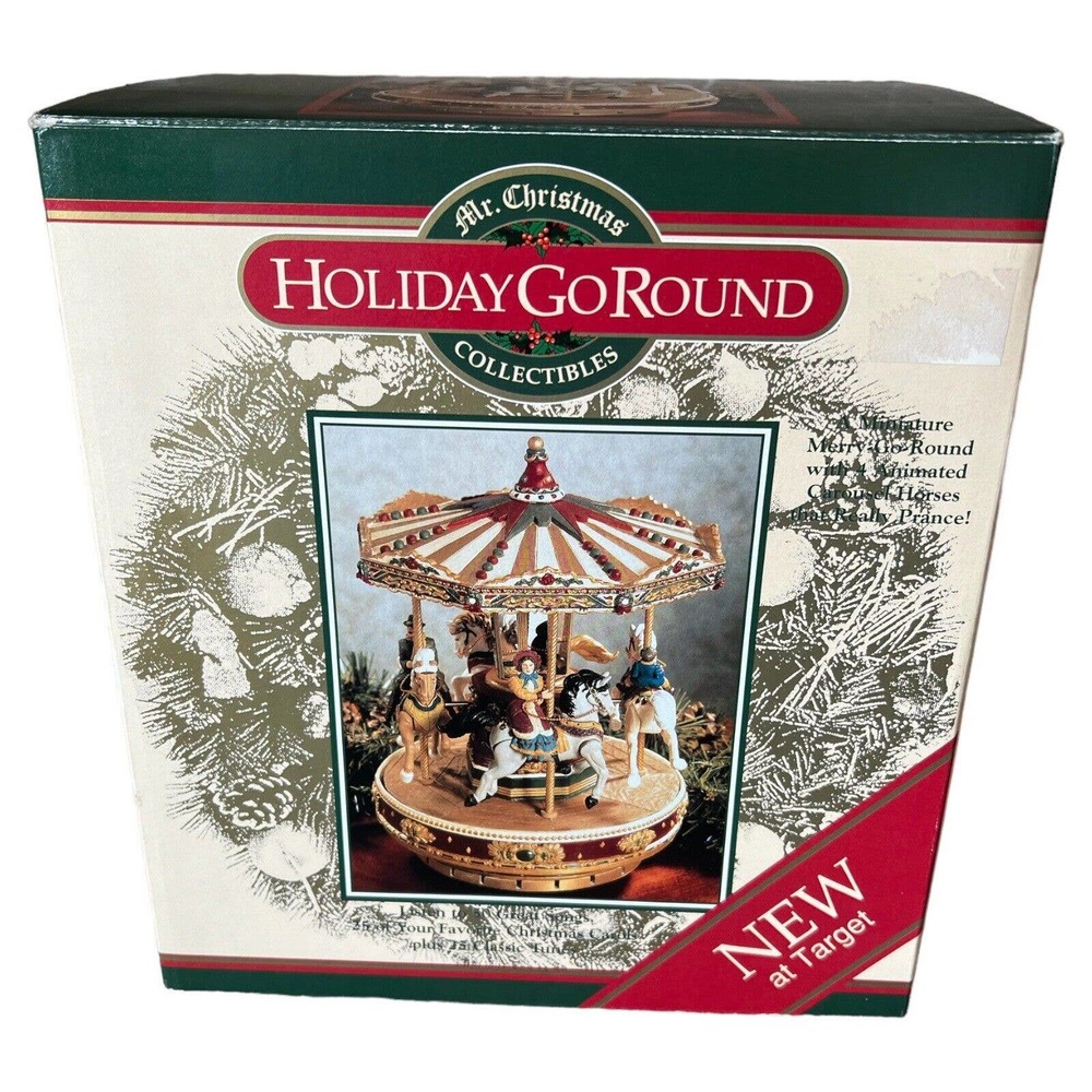 Mr. Christmas Holiday Go Round Horse Carousel 50 Songs Animated 1996 With Box